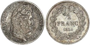 1/2 Franc 法国 銀 路易-菲利普一世 (1773 -1850)