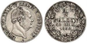 1/2 Gulden Royaume de Prusse (1701-1918) Argent Frédéric-Guillaume IV de Prusse (1795 - 1861)