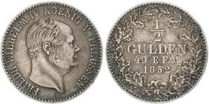 1/2 Gulden Royaume de Prusse (1701-1918) Argent Frédéric-Guillaume IV de Prusse (1795 - 1861)
