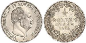 1/2 Gulden Royaume de Prusse (1701-1918) Argent Frédéric-Guillaume IV de Prusse (1795 - 1861)