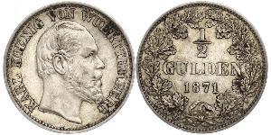 1/2 Gulden Royaume de Wurtemberg (1806-1918) Argent Charles Ier de Wurtemberg
