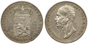 1/2 Gulden Regno dei Paesi Bassi (1815 - ) Argento Guglielmo II dei Paesi Bassi (1792 - 1849)