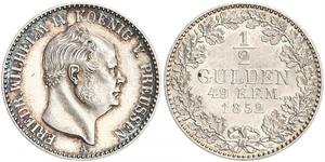 1/2 Gulden Regno di Prussia (1701-1918) Argento Federico Guglielmo IV di Prussia (1795 - 1861)