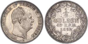 1/2 Gulden Regno di Prussia (1701-1918) Argento Federico Guglielmo IV di Prussia (1795 - 1861)