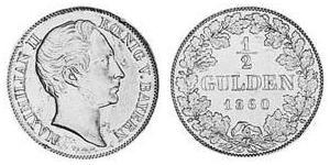 1/2 Gulden Reino de Baviera (1806 - 1918) Plata 
