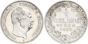 1/2 Gulden Reino de Prusia (1701-1918) Plata Federico Guillermo IV de Prusia (1795 - 1861)