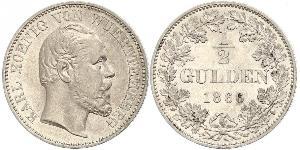 1/2 Gulden Reino de Wurtemberg (1806-1918) Plata Carlos I de Wurtemberg
