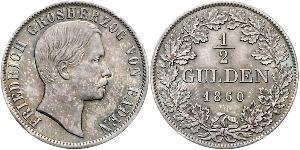 1/2 Gulden Grand Duchy of Baden (1806-1918) Silber Friedrich I. (Baden, Großherzog) (1826 - 1907)