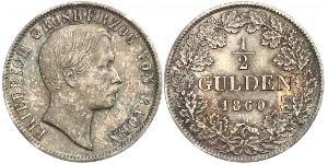 1/2 Gulden Grand Duchy of Baden (1806-1918) Silber Friedrich I. (Baden, Großherzog) (1826 - 1907)