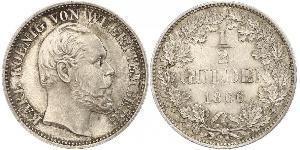1/2 Gulden Königreich Württemberg (1806-1918) Silber Karl (Württemberg)