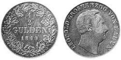 1/2 Gulden Grand Duchy of Baden (1806-1918) Silver 
