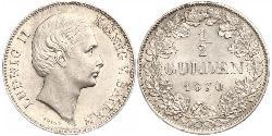 1/2 Gulden Kingdom of Bavaria (1806 - 1918) Silver Ludwig II of Bavaria (1845 – 1886)