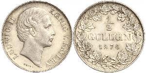 1/2 Gulden Kingdom of Bavaria (1806 - 1918) Silver Ludwig II of Bavaria (1845 – 1886)