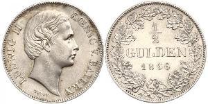 1/2 Gulden Kingdom of Bavaria (1806 - 1918) Silver Ludwig II of Bavaria (1845 – 1886)