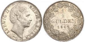 1/2 Gulden Kingdom of Bavaria (1806 - 1918) Silver Ludwig II of Bavaria (1845 – 1886)