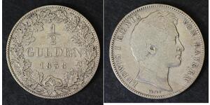 1/2 Gulden Kingdom of Bavaria (1806 - 1918) Silver Ludwig I of Bavaria (1786 – 1868)