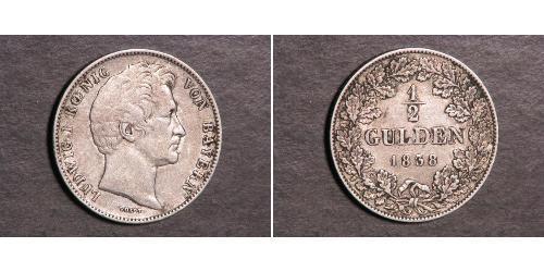 1/2 Gulden Kingdom of Bavaria (1806 - 1918) Silver Ludwig I of Bavaria (1786 – 1868)