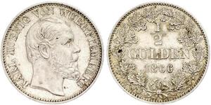 1/2 Gulden Kingdom of Württemberg (1806-1918) Silver Charles I of Württemberg