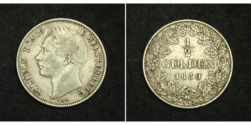 1/2 Gulden Kingdom of Württemberg (1806-1918) Silver William I of Württemberg