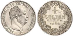 1/2 Gulden Kingdom of Prussia (1701-1918) Silver Frederick William IV of Prussia (1795 - 1861)