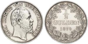 1/2 Gulden Kingdom of Württemberg (1806-1918) 銀 卡尔一世 (符腾堡)