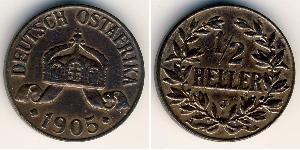 1/2 Heller German East Africa (1885-1919) Copper 