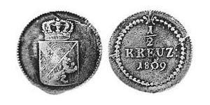 1/2 Kreuzer Gran Ducado de Baden (1806-1918) Cobre 