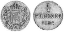 1/2 Kreuzer Reino de Baviera (1806 - 1918) Cobre Maximiliano II de Baviera(1811 - 1864)