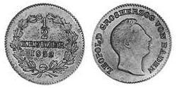 1/2 Kreuzer Grand Duchy of Baden (1806-1918) Copper Leopold, Grand Duke of Baden (1790 – 1852)