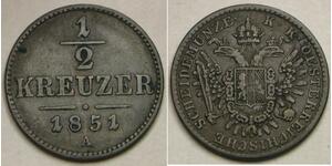 1/2 Kreuzer Austria Rame 