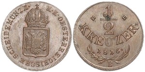 1/2 Kreuzer 奧地利帝國 (1804 - 1867)  弗朗茨二世 (神圣罗马帝国) (1768 - 1835)