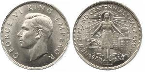 1/2 Krone Nuova Zelanda Argento Giorgio VI (1895-1952)