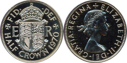 1/2 Krone Reino Unido (1922-) Níquel/Cobre Isabel II (1926-2022)
