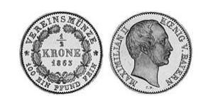1/2 Krone 巴伐利亞王國 (1806 - 1918) 金 马克西米利安二世 (巴伐利亚国王)