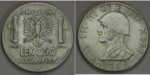 1/2 Lek Albanian Kingdom (1939-1943) Acciaio inossidabile Vittorio Emanuele III d