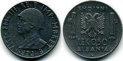1/2 Lek Albanian Kingdom (1939-1943) Acero inoxidable Víctor Manuel III de Italia (1869 - 1947)