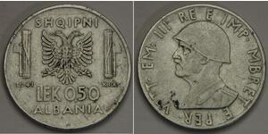1/2 Lek Albanian Kingdom (1939-1943) Acero inoxidable Víctor Manuel III de Italia (1869 - 1947)