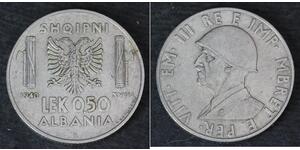 1/2 Lek Albanian Kingdom (1939-1943) Acero inoxidable Víctor Manuel III de Italia (1869 - 1947)