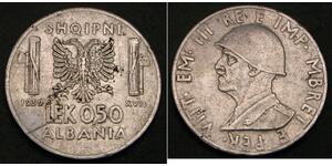 1/2 Lek Albanian Kingdom (1939-1943) Acero inoxidable Víctor Manuel III de Italia (1869 - 1947)
