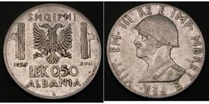 1/2 Lek Albanian Kingdom (1939-1943) Stainless steel Victor Emmanuel III of Italy (1869 - 1947)