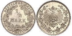 1/2 Mark Empire allemand (1871-1918) Argent 