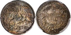 1/2 Mark New Guinea Silver 