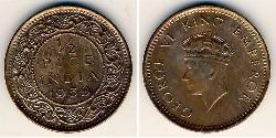 1/2 Paisa Raj britannique (1858-1947) Bronze George VI (1895-1952)