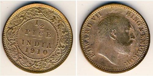 1/2 Paisa Raj Britannico (1858-1947) Bronzo Edoardo VIII (1894-1972)