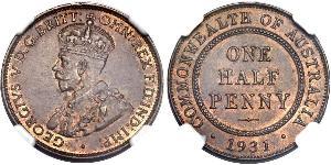 1/2 Penny Australia (1788 - 1939) Bronce Jorge V (1865-1936)