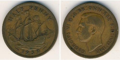 1/2 Penny Reino Unido Bronce 