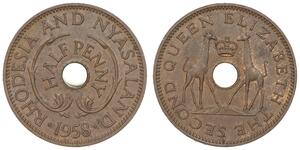 1/2 Penny Southern Rhodesia (1923-1980) Bronce Isabel II (1926-2022)