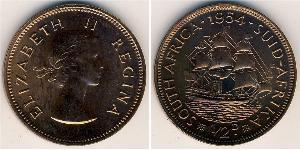 1/2 Penny Sudáfrica (1910 - ) Bronce Isabel II (1926-2022)