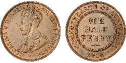 1/2 Penny Ôstralie (1788 - 1939) Bronze George V (1865-1936)