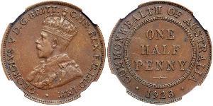 1/2 Penny Ôstralie (1788 - 1939) Bronze George V (1865-1936)